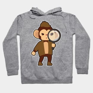 Monkey as Detective with Magnifying glass Hoodie